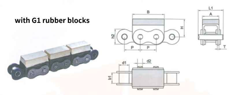 Chain with rubber pads 5 G1尺寸图