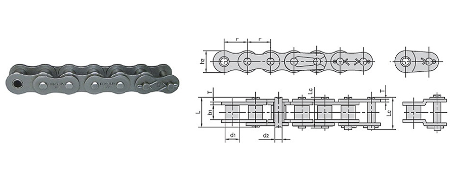 Single-strand roller chains dimension figure
