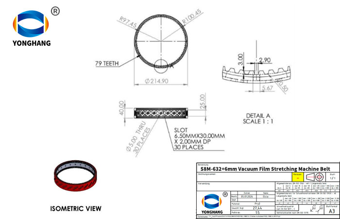40S8M 6326 Vacuum timing Belt