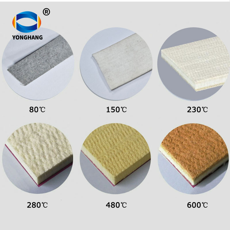 Felt Conveyor Belt (180°C) 5 White vs. Yellow/Brown/Grey/ Brown Felt using temperature range