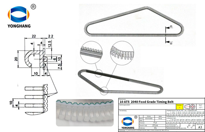 10AT5 2040 food grade timing belts