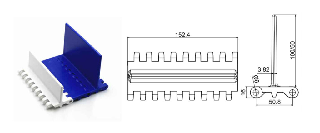 Series 800 flat top modular belt Flights