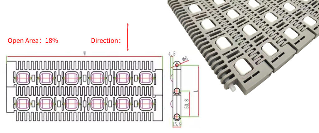 90° 400 ball bearing module conveyor belts drawing