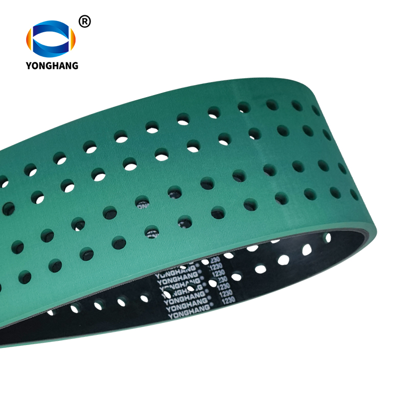 Green Rubber Folder Gluer Feed Belts with Precision Perforations