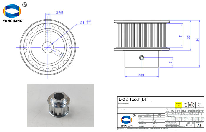 timing belts pulleys Drawing examples Project 3 L 22 BF timing belt pulleys