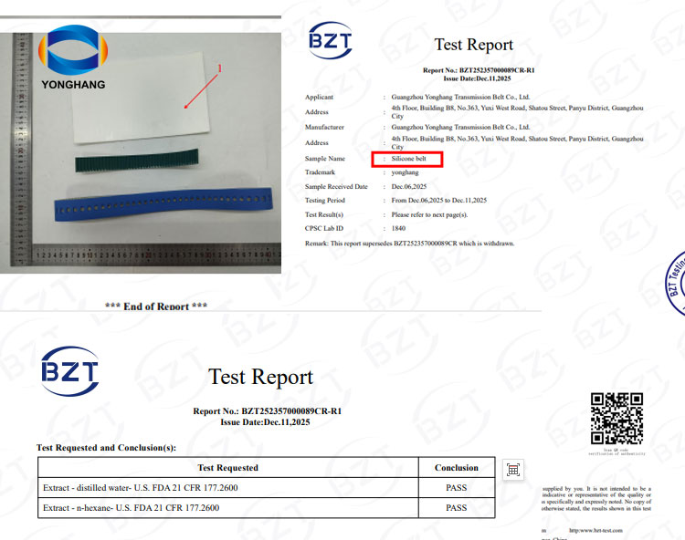 Food Processing Plants Conveyor Belts: PU Belts, PVC Belts, Silicone Belts—Which one is better? 3 Silicone Belts FDA certificate