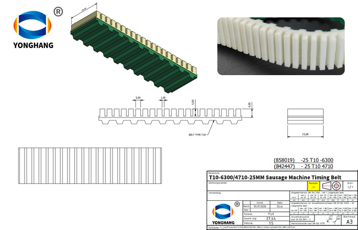 T10 6300 25 Sausage machine belt