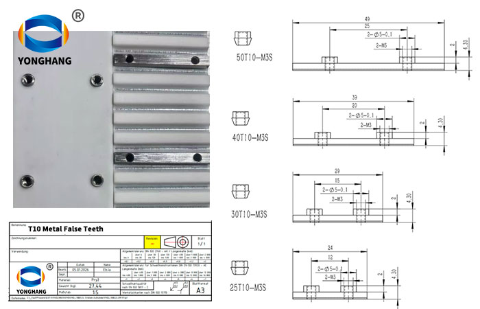 T10 cam false teeth for timing belts