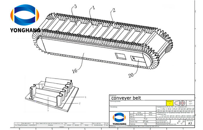 Industrial Belt Technical Drawing Examples 6 conveyer belt Drawing
