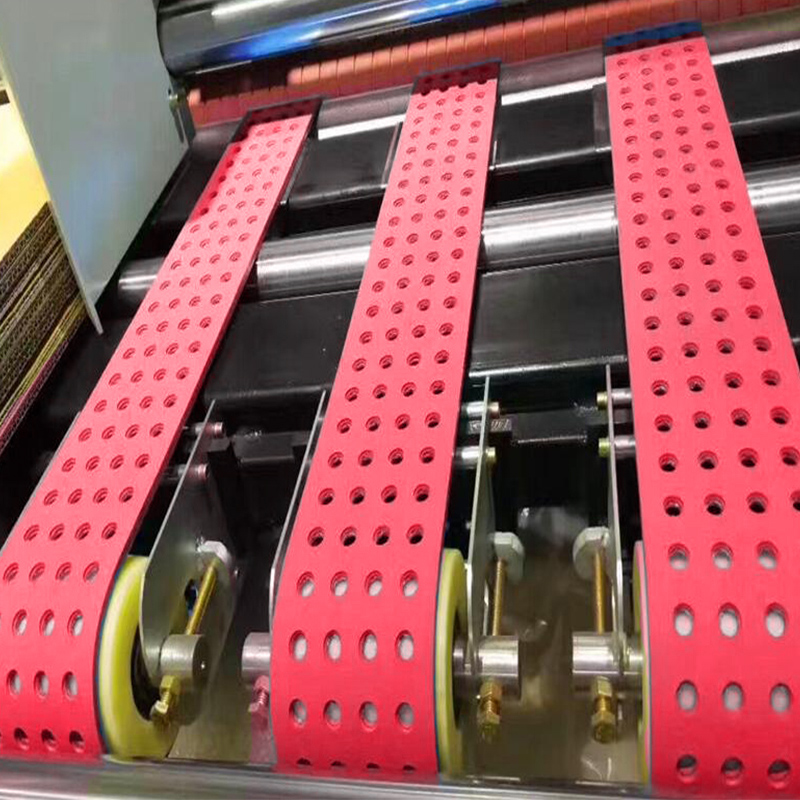 Red rubbe folder gluer Feed belts With Holes 8 vacuum cartons paper feed belt