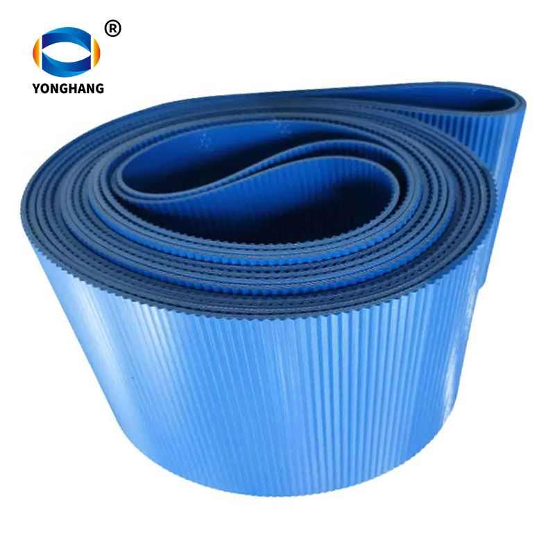 Blue food-grade conveyor Belt Washboard Pattern