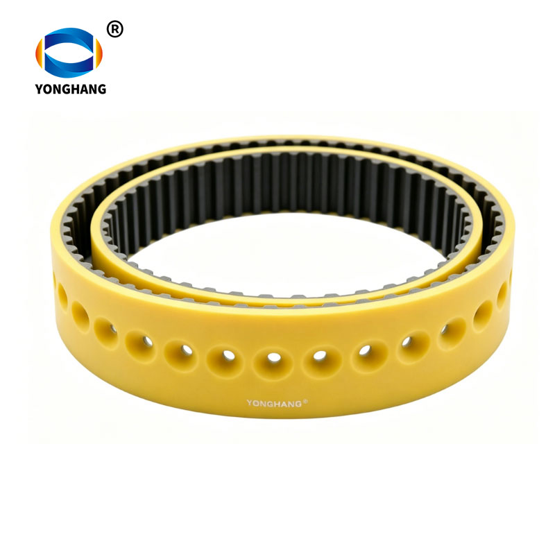 rubber timing belt with yellow Silicone coating for vertical packing machine 6 yellow Silicone vffs timing belts