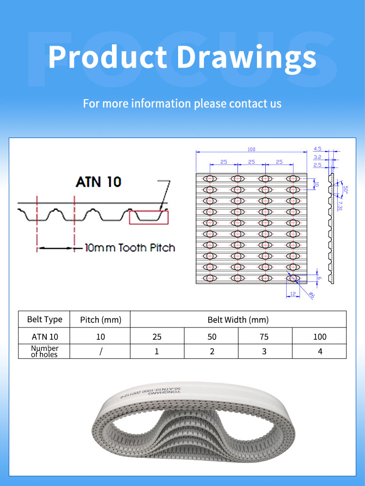 PU ATN timing belts 6 PU ATN10 timing belts drawing