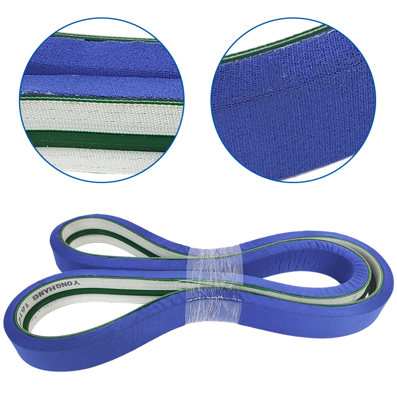 Conveyor sponge belt blue cover covered edge