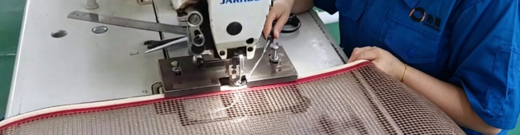 Processing of PTFE conveyor belts V guides