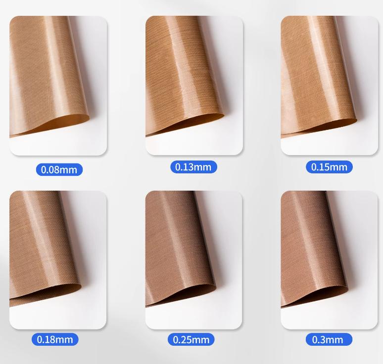 Non-mesh brown PTFE (teflon) belt 4 ptfe coated fiberglass fabric thickness