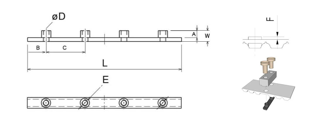 AT10-25 Metal False Teeth for Timing Belts schematic diagram