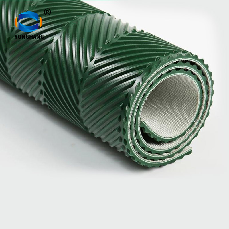 PVC Green Fishbone Pattern Conveyor Belts For Wood Process