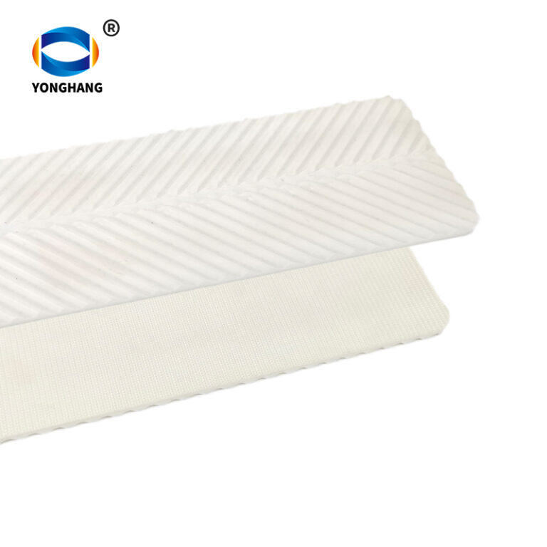 PVC whtie Fishbone Pattern Conveyor Belts For Wood Process